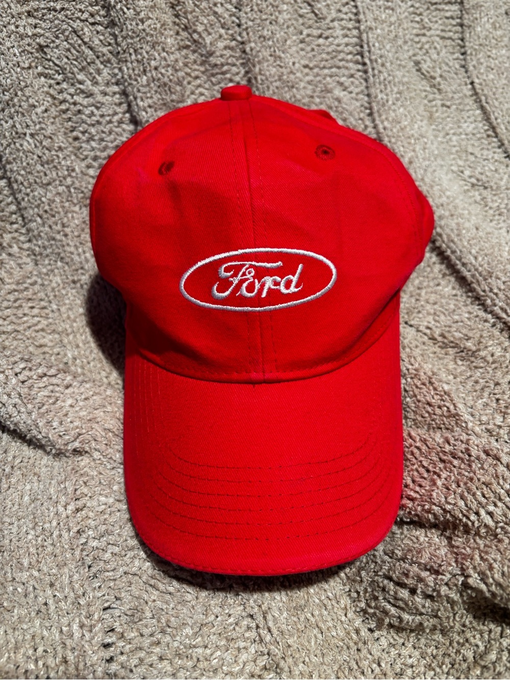 Red Ford Logo Embroidered Baseball Cap Hat Adjustable One Size
